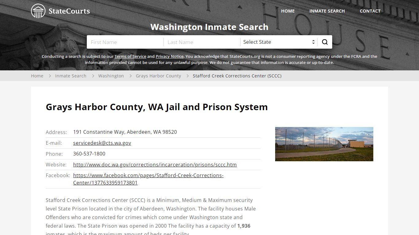 Stafford Creek Corrections Center (SCCC) Inmate Records ...